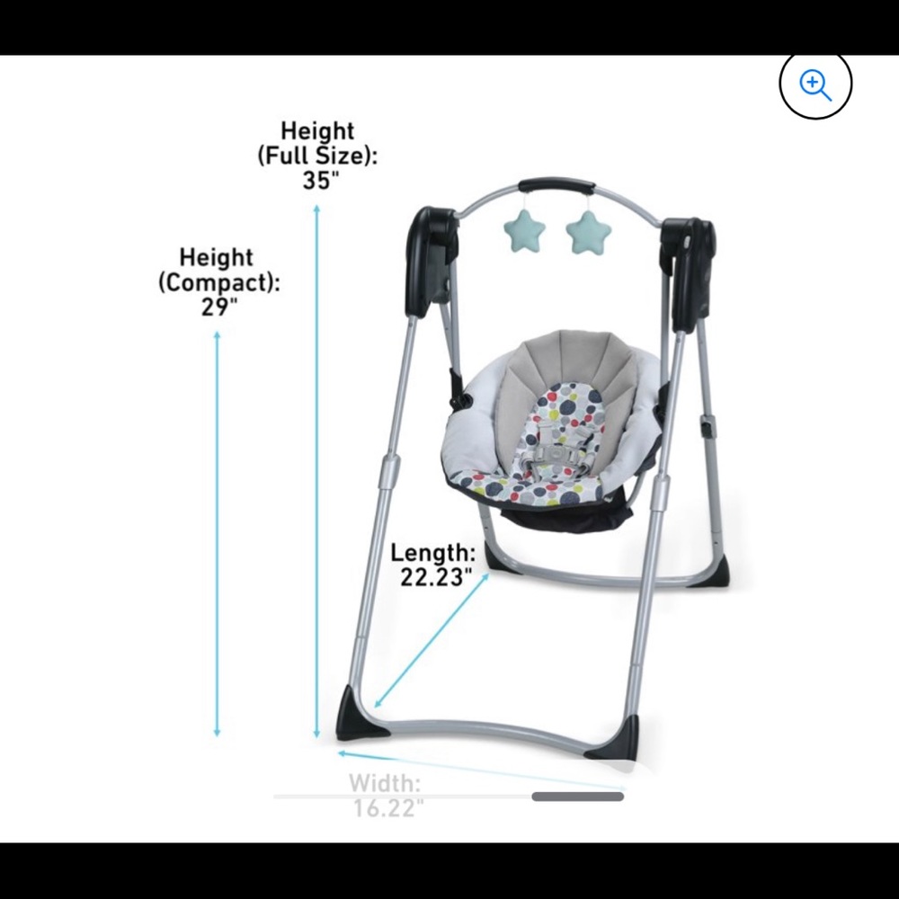 Graco Slim Spaces Compact Baby Swing, barely used since my baby was not a fan.